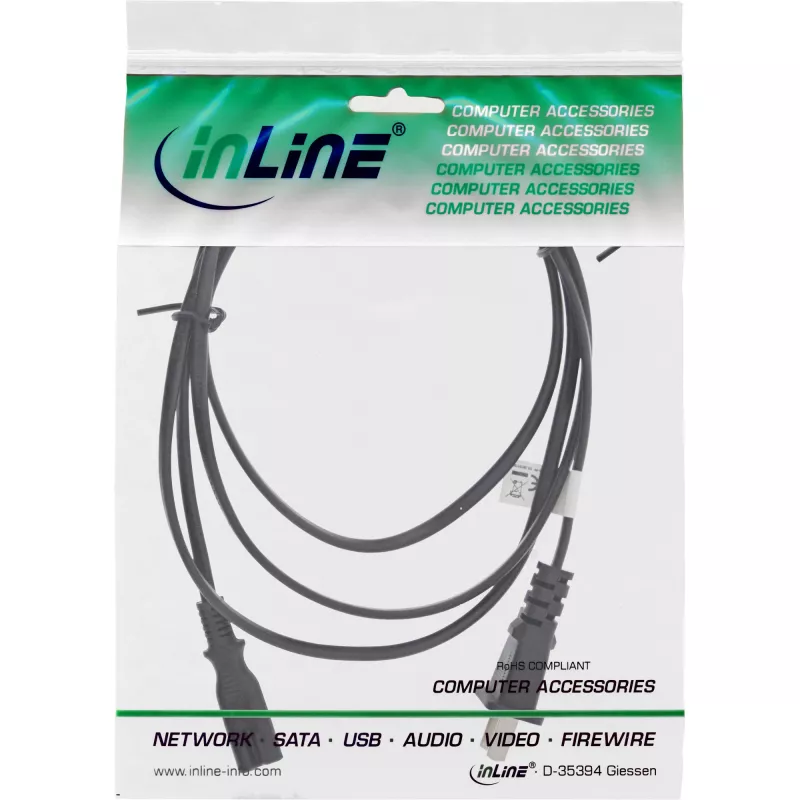 InLine Netzkabel China-Stecker auf Euro8 IEC-C7, schwarz, 1,8 m