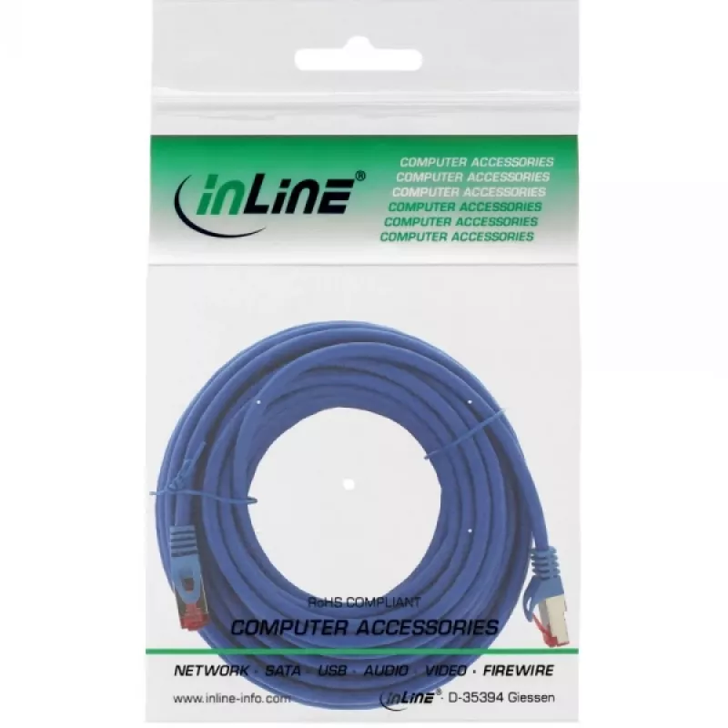 InLine Patchkabel S/FTP PiMF Cat.6 250MHz Kupfer halogenfrei blau 15m