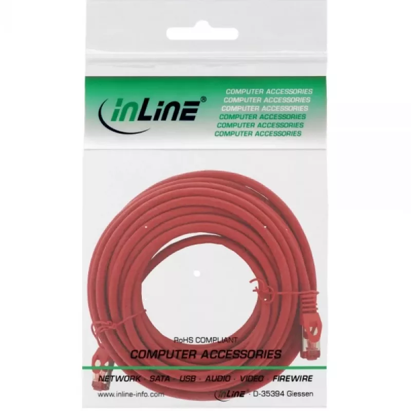 InLine Patchkabel S/FTP PiMF Cat.6 250MHz Kupfer halogenfrei rot 15m