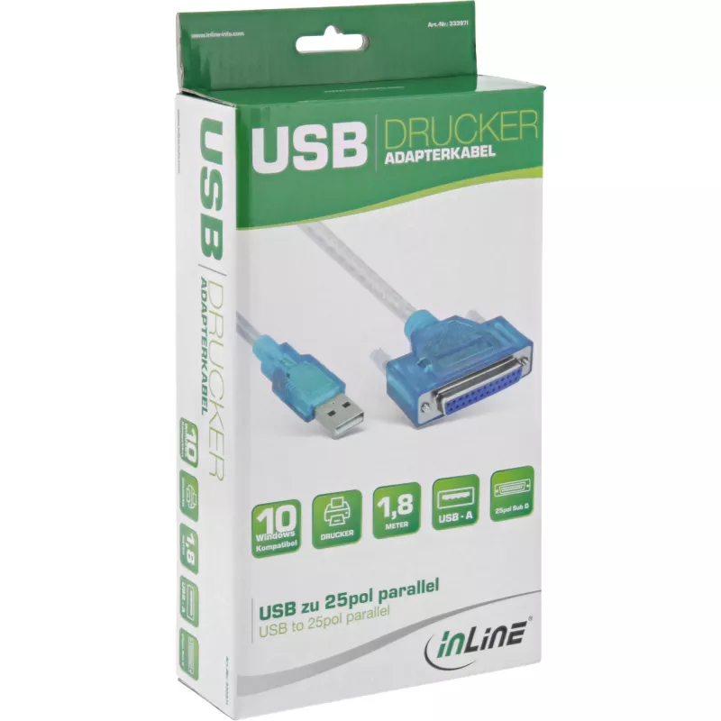 USB-Druckerkabel InLine 33397I 1,8 m Typ-A-Stecker auf DB25-Buchse