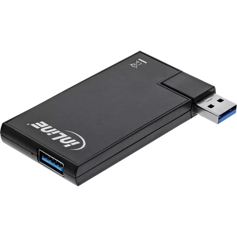 InLine USB 3.0 drehbarer Hub, 4 Ports, schwarz