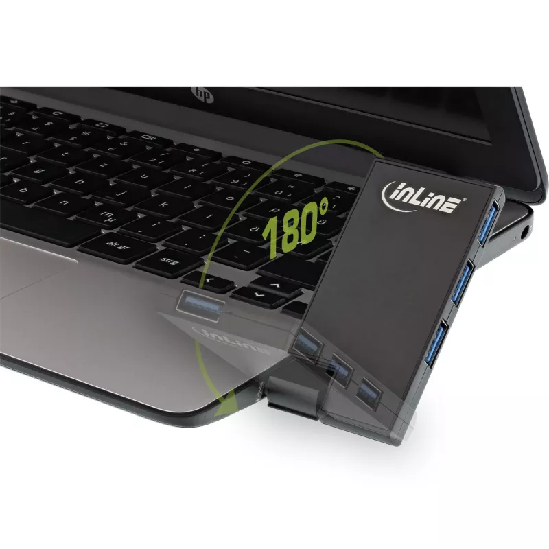InLine USB 3.0 drehbarer Hub, 4 Ports, schwarz