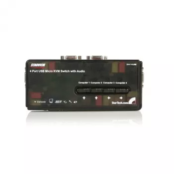 StarTech.com 4-Port schwarzer USB-KVM-Switch-Kit mit Kabeln und Audio