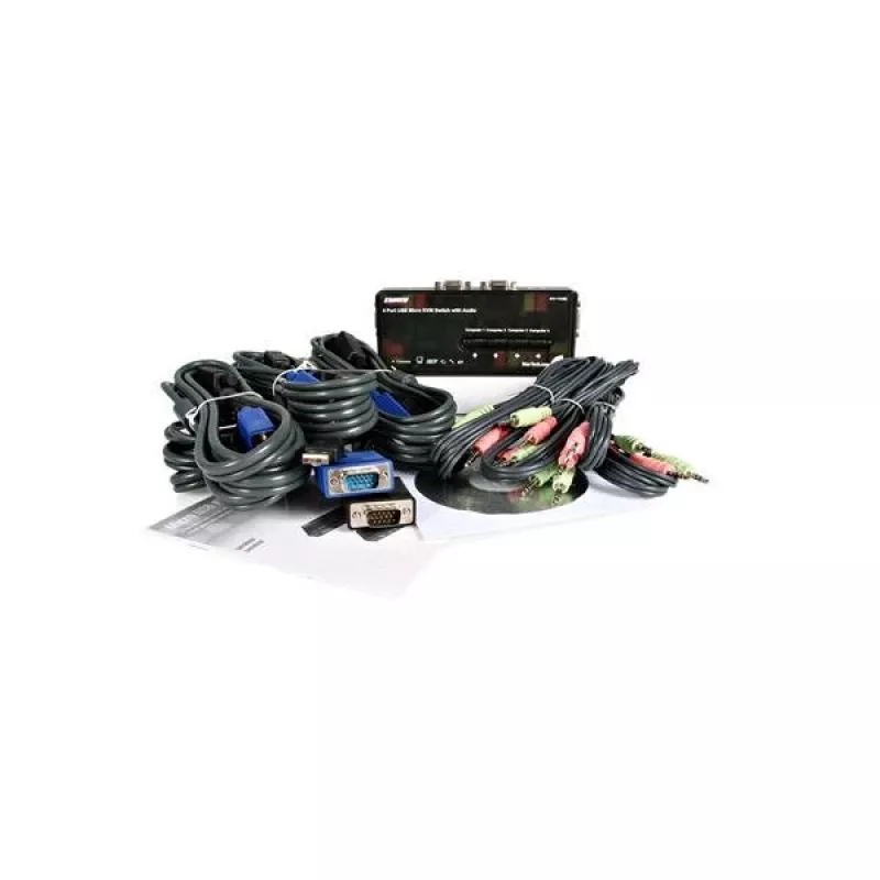 StarTech.com 4-Port schwarzer USB-KVM-Switch-Kit mit Kabeln und Audio