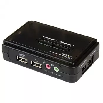 StarTech.com 2-Port Schwarz USB KVM Switch Kit mit Audio und Kabeln