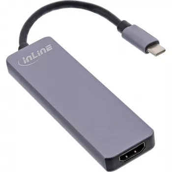 InLine Multi-Hub USB 3.2 Gen.1, 2x USB-A, HDMI 4K/30Hz, Kartenleser, Alu, grau