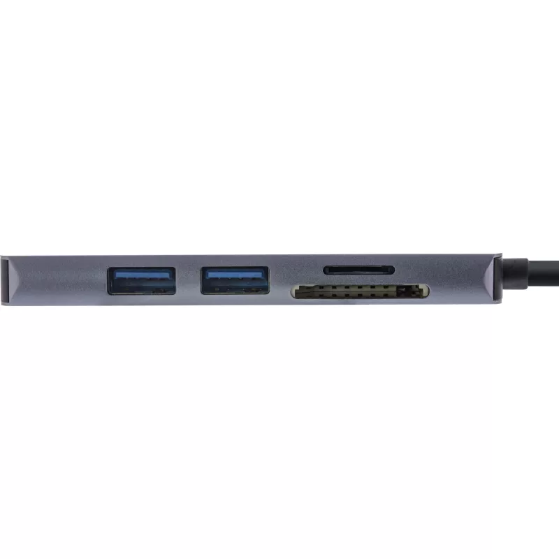 InLine Multi-Hub USB 3.2 Gen.1, 2x USB-A, HDMI 4K/30Hz, Kartenleser, Alu, grau