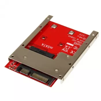 StarTech.com mSATA SSD zu 2,5-Zoll-SATA-Adapterkonverter, SATA, mSATA, Schwarz, Rot, Silber, CE, FCC, 6 Gbit/s, -40 - 85 °C