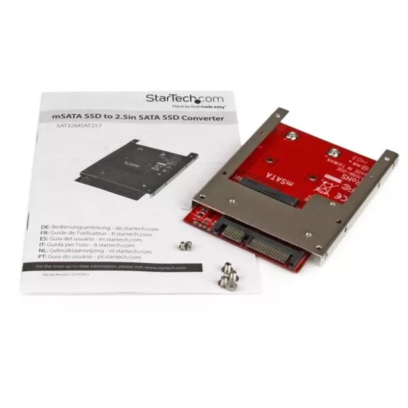 StarTech.com mSATA SSD zu 2,5-Zoll-SATA-Adapterkonverter, SATA, mSATA, Schwarz, Rot, Silber, CE, FCC, 6 Gbit/s, -40 - 85 °C