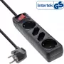 InLine Steckdosenleiste, 4-fach, 2x CEE7/3 + 2x Euro CEE 7/16, schwarz, 5m