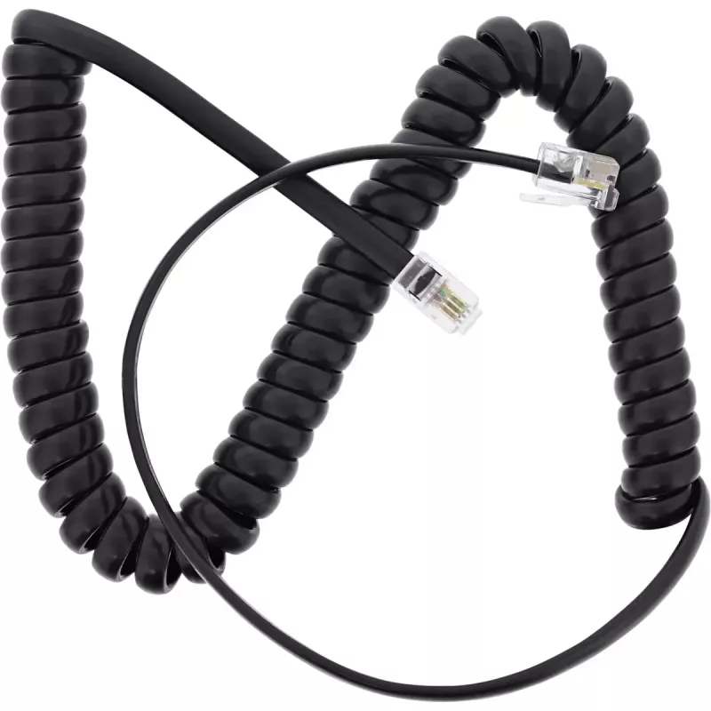InLine Handset-Spiralkabel, RJ10 4P4C M/M, schwarz, max. 2 m