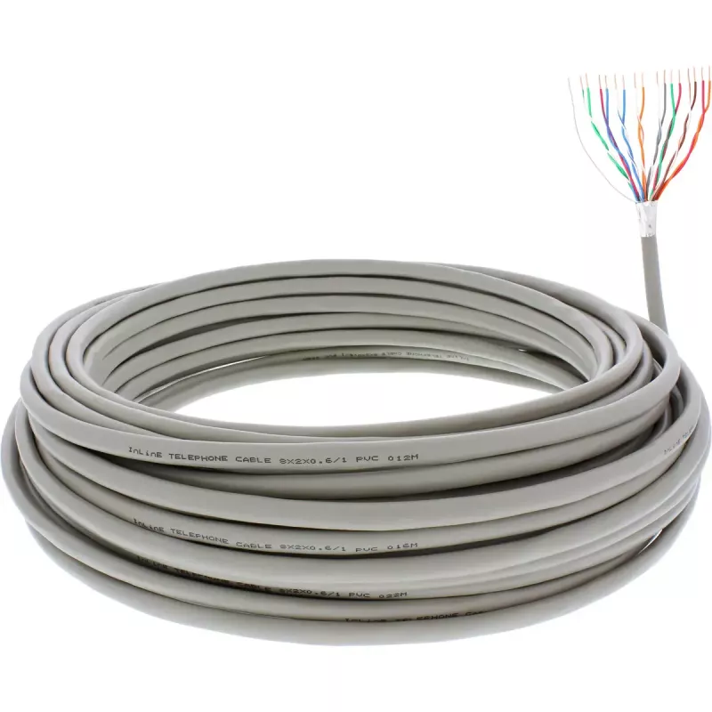 InLine Telefonkabel 16-adrige solide Installation 8x2x06mm geschirmt 25m