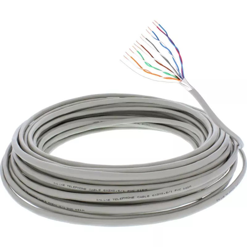 InLine Telefonkabel 12 Adern massiv Installation 6x2x0,6mm geschirmt 25m