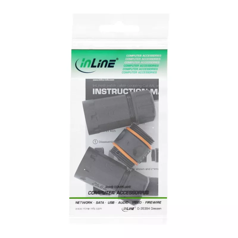 InLine Cat.6A Kupplung, wasserdicht IP68, 2x RJ45 F/F, 1:1
