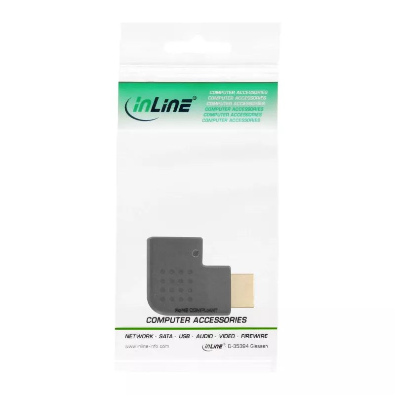 InLine HDMI-Adapter Stecker Buchse seitlich abgewinkelt links vergoldet 17600S
