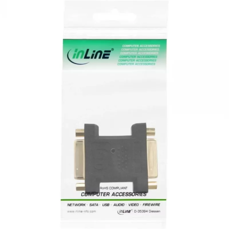 InLine DVI-I Adapter Digital + Analog 24+5 Buchse / Buchse Schwarz vergoldet