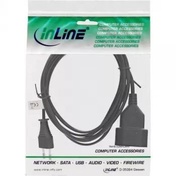 InLine Euro-Stecker Typ C Stromverlängerung Stecker/Buchse, schwarz, 3m