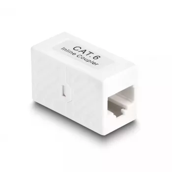 Netzwerkkabel DeLOCK Adapter RJ45-Buchse auf RJ45-Buchse Cat.6 UTP 1m Weiß