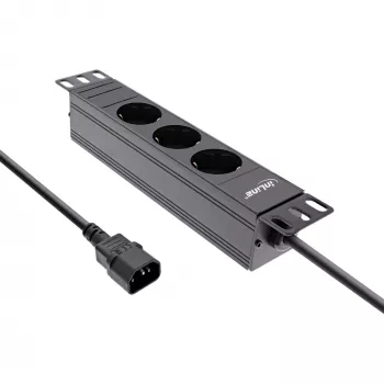 InLine 10-Zoll-Steckdosenleiste 3-fach Schutzkontakt C14-Anschluss 3 AC-Steckdosen 10 A