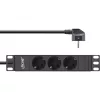 InLine 10-Zoll-Steckdosenleiste, 3-fach Schutzkontakt, ohne Schalter, 2m, schwarz