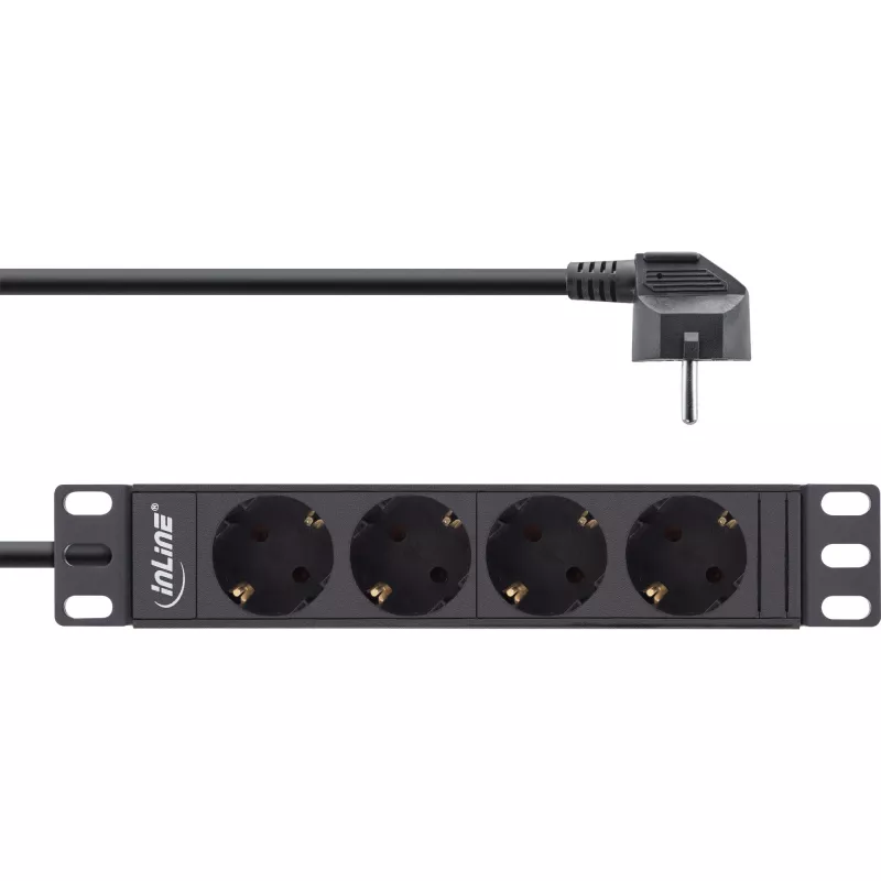 InLine 10-Zoll-PDU, 4-fach-Schutzkontakt, ohne Schalter, 2 m, schwarz