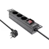 InLine 10 Zoll PDU, 3-fach Schutzkontakt, mit Schalter, 2m, schwarz