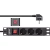 InLine 10 Zoll PDU, 3-fach Schutzkontakt, mit Schalter, 2m, schwarz