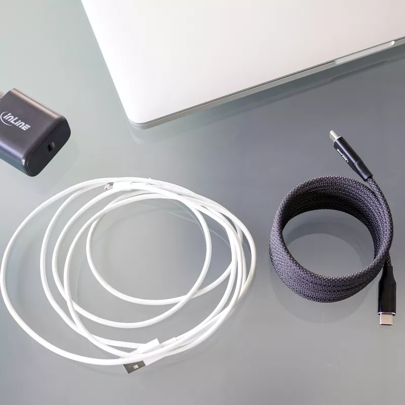 InLine Magnetic USB-C-Kabel, USB-C-Stecker/Stecker, 100W, schwarz, 2m