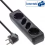 InLine Steckdosenleiste, 4-fach, 2x CEE7/3 + 2x Euro CEE 7/16, schwarz, 1,5m