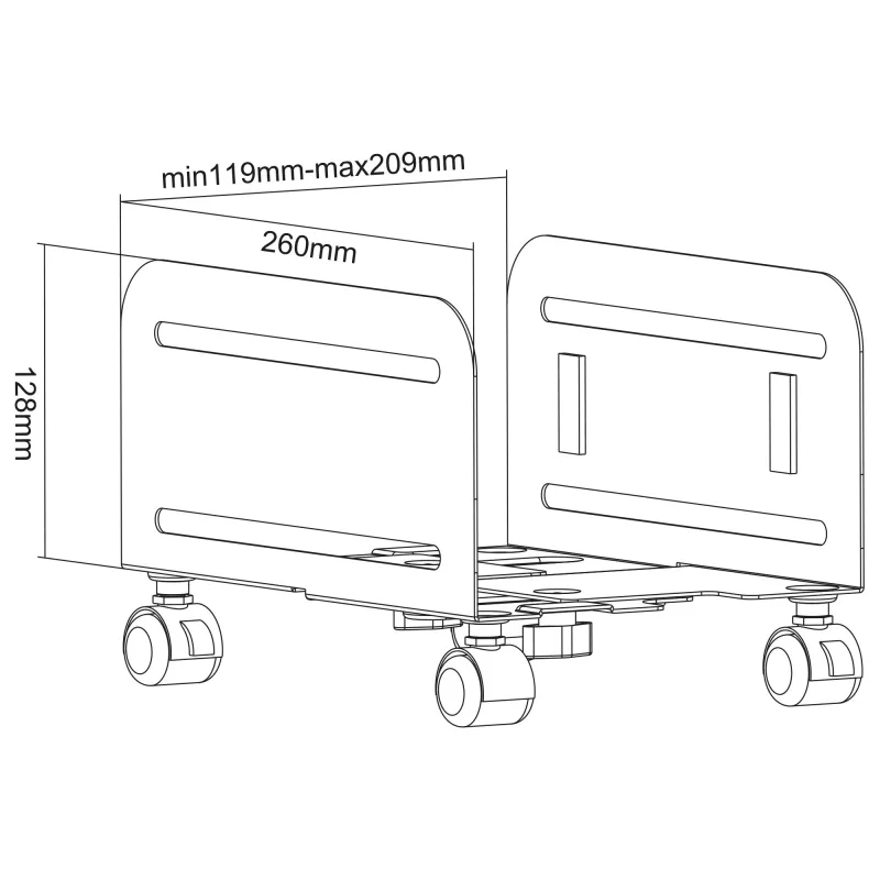 InLine PC-Trolley, Rollwagen für Computergehäuse, max. 10 kg, schwarz