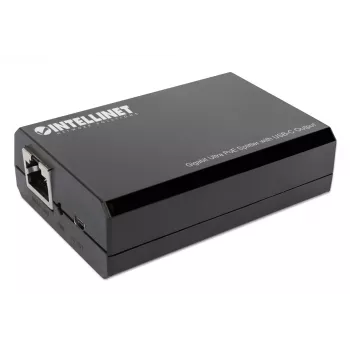 Intellinet PoE-Splitter mit USB-C-Ausgang, PoE++ / 4PPoE, Gigabit Ultra, IEEE 802.3bt, RJ45 Ein- und Ausgangsports, bis zu 45 W USB-C-Ausgang