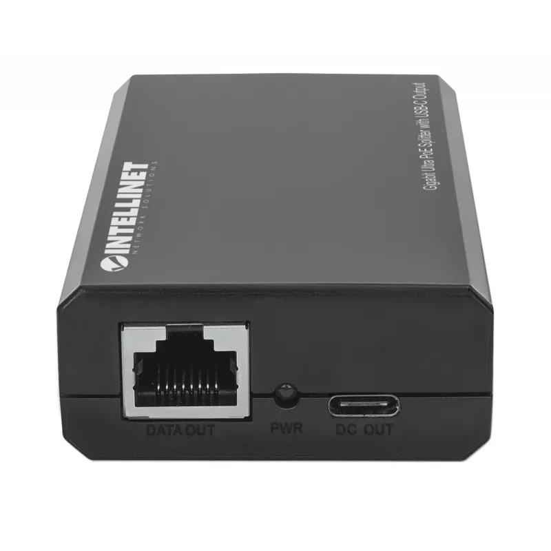 Intellinet PoE-Splitter mit USB-C-Ausgang, PoE++ / 4PPoE, Gigabit Ultra, IEEE 802.3bt, RJ45 Ein- und Ausgangsports, bis zu 45 W USB-C-Ausgang
