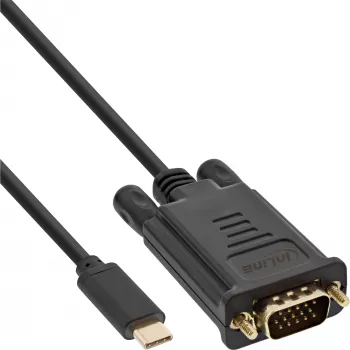 InLine USB-Displaykabel, USB-C Stecker / VGA Stecker (DP Alt Mode), schwarz, 2 m