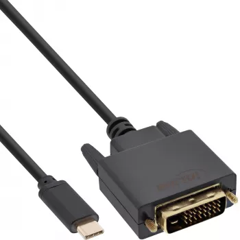 InLine USB-Display-Kabel, USB-C Stecker / DVI Stecker (DP Alt Mode), schwarz, 1 m