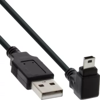 InLine USB Typ A Stecker / Mini-USB Stecker 5 Pin nach unten abgewinkelt 90° schwarz 1m