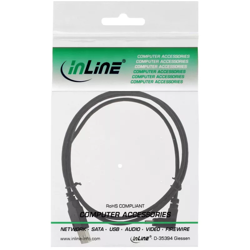 InLine USB Typ A Stecker / Mini-USB Stecker 5 Pin abgewinkelt 90° schwarz 2 m