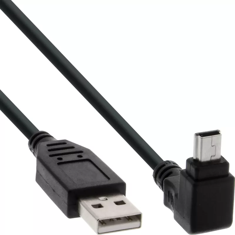 InLine USB Typ A Stecker / Mini 5‑Pin Stecker aufwärts abgewinkelt 90°, schwarz, 2 m