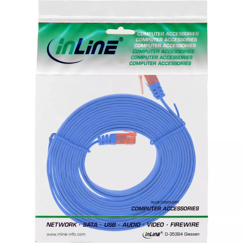 InLine Flaches Ultraslim-Patchkabel U/UTP Cat.6 Gigabit-fähig blau 1,5 m