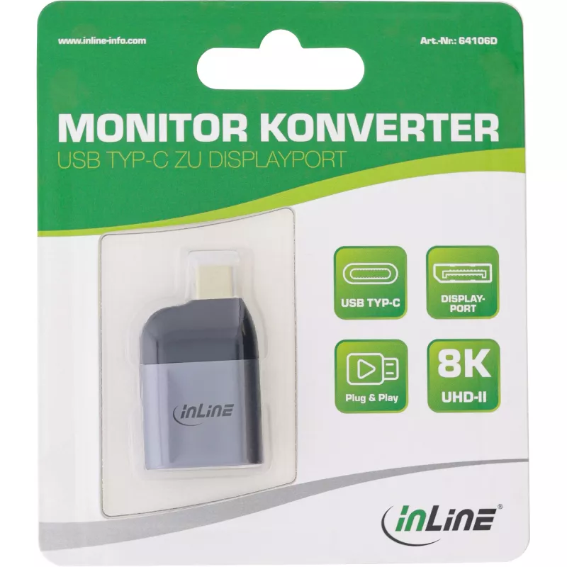 USB-Display-Adapter InLine 64106D USB-C Stecker auf DisplayPort Buchse 8K60Hz