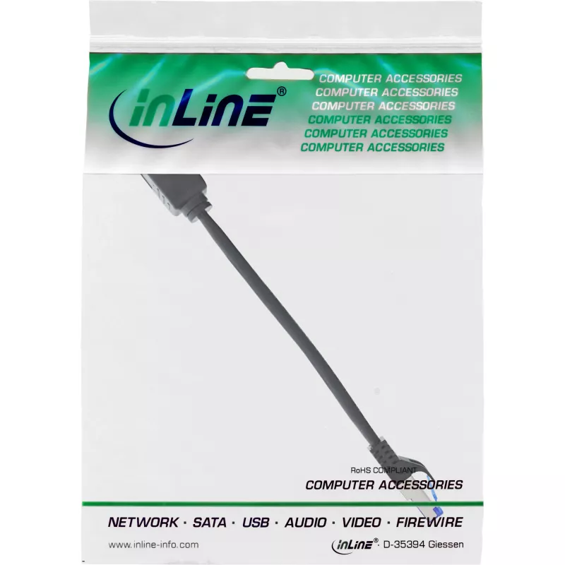 InLine Patchkabel-Verlängerung, RJ45-Schutz, S/FTP (PiMf), Cat.6A, 0,2m