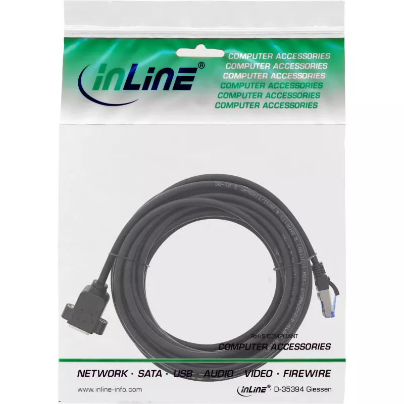 InLine Patchkabel Einbaudose, S/FTP (PiMf), Cat.6A, LSZH, Kupfer, 7,5 m
