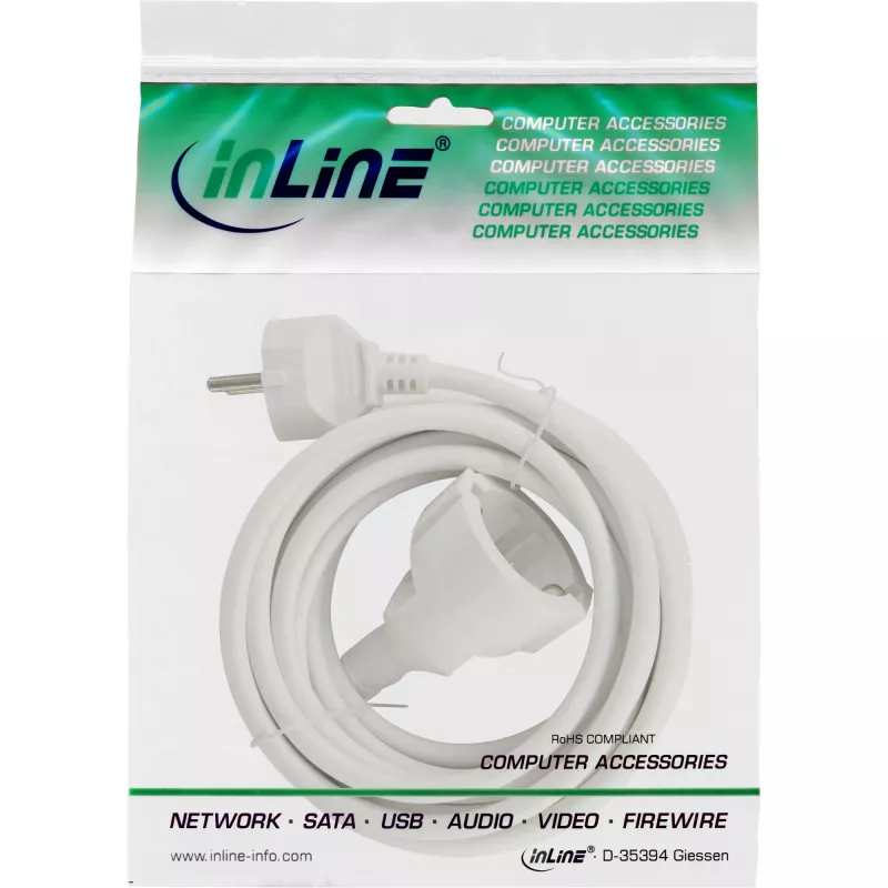 InLine Stromverlängerungskabel, weiß, 7m