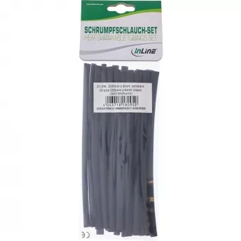Schrumpfschlauch InLine 200 mm Länge, 6 mm auf 3 mm Durchmesser, 20 Stück, schwarz