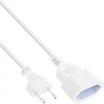 InLine Euro Typ C Stecker Stromverlängerung Stecker / Buchse, weiß, 3m