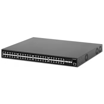 Intellinet 48-Port Gigabit Ethernet PoE+ Layer 2+ Managed Switch mit sechs 10G SFP+ Uplinks IEEE 802.3at/af (PoE+/PoE) konform, 450 W PoE-Budget, Layer 2+/Layer 3 Lite, 6 x 10G SFP+ offen