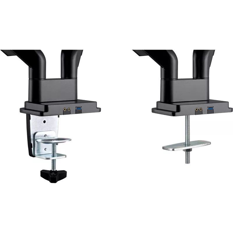 InLine Schreibtischhalterung mit Hubmechanismus und USB/Audio, 2 Monitore bis 81 cm (32 Zoll), schwarz