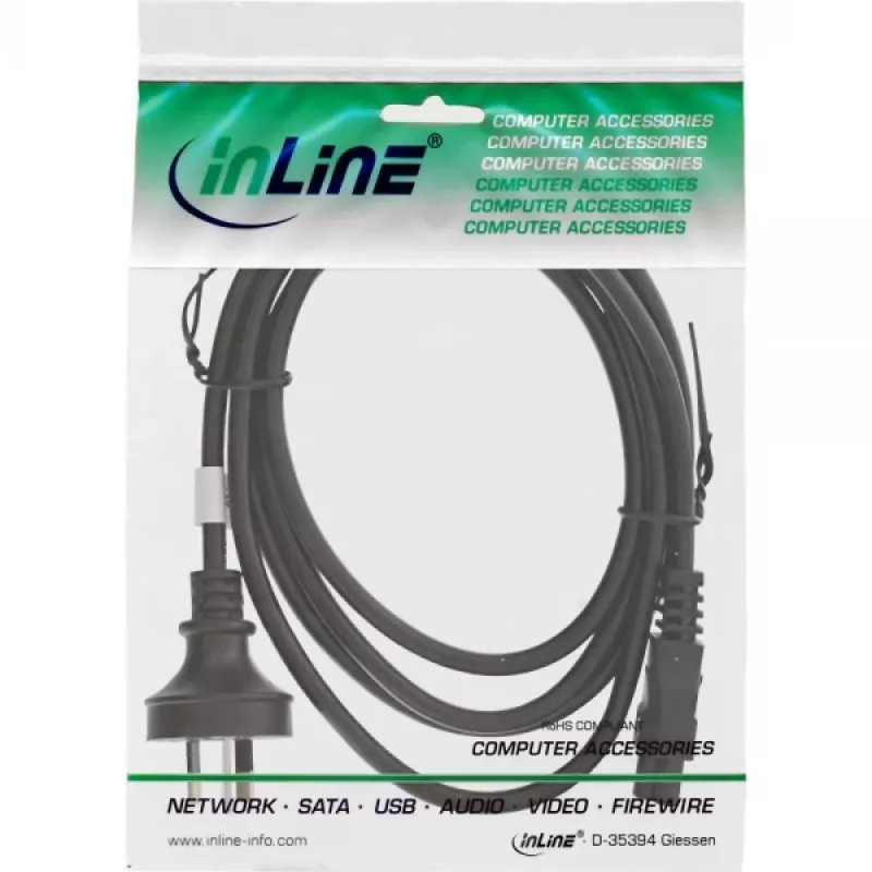 InLine Netzkabel Australien, für Notebook, schwarz, 2m
