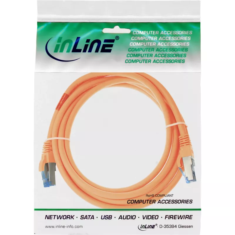 InLine Patchkabel S/FTP PiMF Cat.6A halogenfrei 500 MHz orange 1,5 m