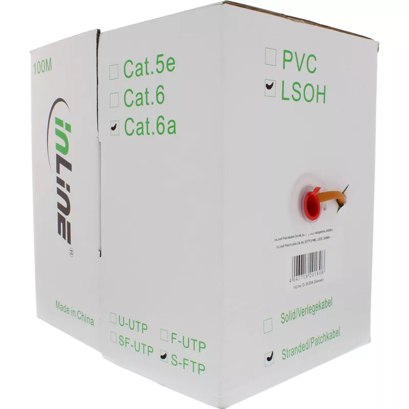 InLine Patchkabel S/FTP PiMF Cat.6A halogenfrei 500 MHz orange 100 m