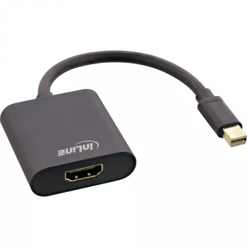 Mini DisplayPort auf HDMI Adapter InLine 4K/60Hz mit Audio, Aluminium, 0,15 m, schwarz